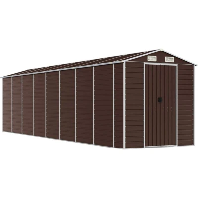 Image of vidaXL Garden Shed Brown 191x725x198 cm Galvanised Steel