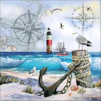 Image of CraftyThings 4 x Paper Napkins Anchorage Ideal for Decoupage/Napkin Art