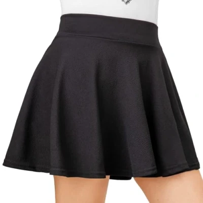 Image of DRESHOW Basic Solid Stretchy Flared Casual Mini Skater Skirt for Women Girls