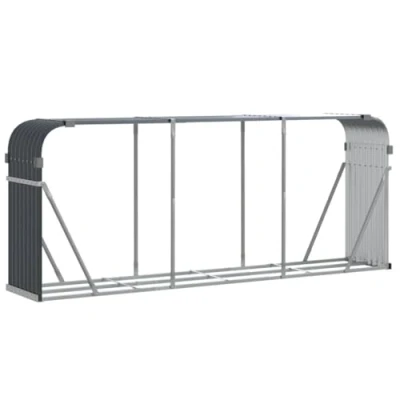 Image of vidaXL Anthracite Galvanised Steel Log Holder Firewood Rack Durable, Weather Resistant Wood Storage for Fireplace, Outdoor Use