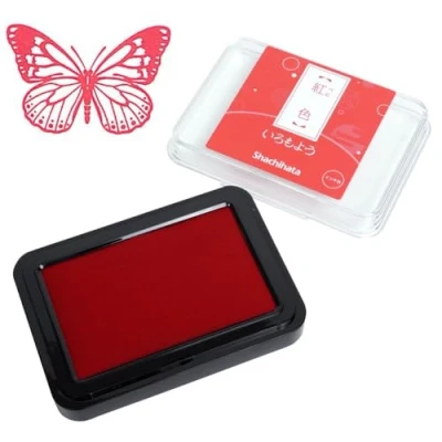 Image of IROMOYO Stamp PAD, for Journaling and Scrapbooking Traditional Japanese Ink Colour, Oil Based pad RED, Speedy Drying Time