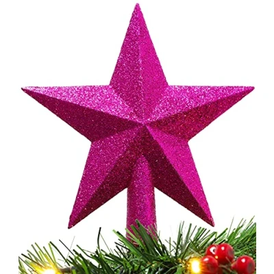 Image of Christmas Concepts® 20cm Glitter Tree Top Star Decoration Topper (Hot Pink)