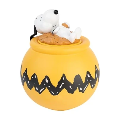 Image of Grupo Erik Snoopy Cookie Jar With Lid Biscuit Tin 20.5 x 24.6 cm Sweet Gifts Kitchen Decor Airtight Food Storage Container
