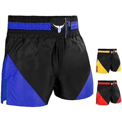Image of Mytra Fusion Pro Boxing Shorts Combat for and MMA (Black/Blue, XXL)