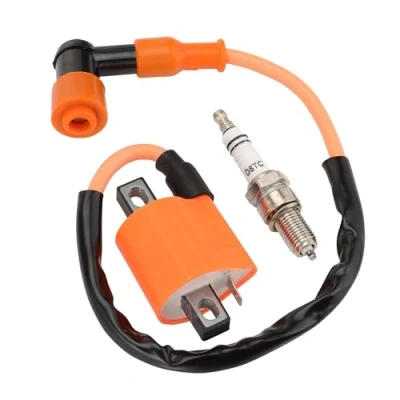 Image of WOOSTAR Motorcycle Ignition Coil with D8TC Spark Plug Replacement for 4 Stroke 125cc 150cc 200cc 250cc ATV Wheeler Dirt Bike Go Kart Moped Scooter