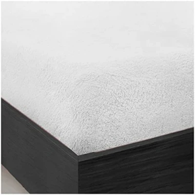 Image of GC GAVENO CAVAILIA Teddy Bear Fleece Single Fitted Sheet Bed Sheets Plain Thermal Warm Soft Cuddly Fluffy Bedding White