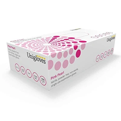 Image of We Can Source It Ltd Unigloves GP0053 Pink Pearl Powder Free Nitrile Gloves Box of 100 Disposable Small