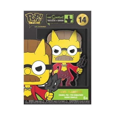 Image of Funko Large Enamel Pin HORROR: Simpsons Ned Flanders Devil the Pins Cute Collectable Novelty Brooch for Backpacks &amp; Bags Gift Idea Official Merchandise