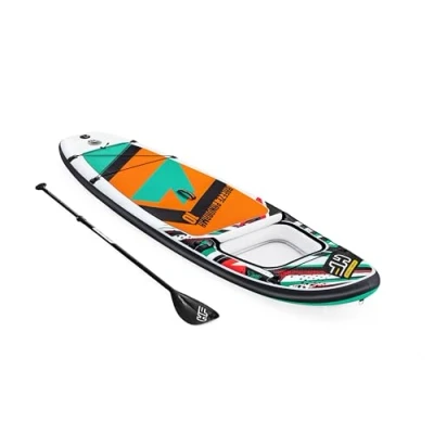 Image of Hydro Force Inflatable Stand Up Paddle Board Complete Set with Hand Pump, Travel Bag and Built in Window, 10FT, Breeze Panorama