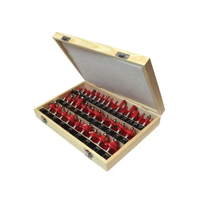 Image of Faithfull FAIRBS35 1/2 Inch TC Router Bit Set of 35 with Storage Case Shank, Red / Silver
