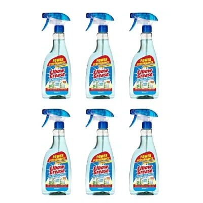 Image of Elbow Grease Glass Cleaner with Vinegar for Windows and Mirrors, 500 ml Window Cleaning Equipment (Pack of 6)