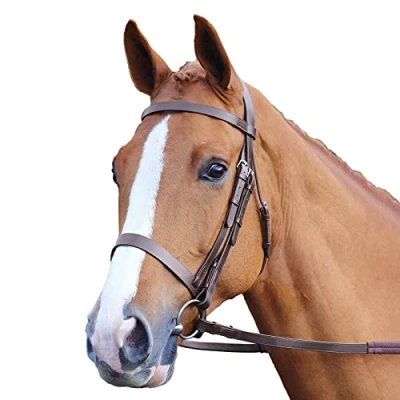 Image of Shires Aviemore Plain Bridle With Rubber Grip Reins Havana: Small Pony