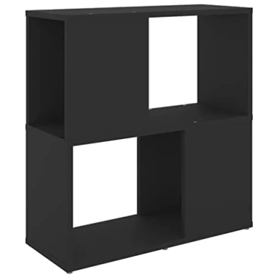 Image of vidaXL Book Cabinet Home Decor Living Room Bedroom Shelf Rack Divider Bookcase Side Standing Office Black Engineered Wood