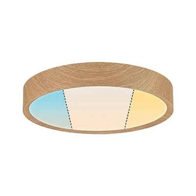 Image of Paulmann 71085 LED Ceiling luminaire Selection Bathroom Tega IP44 White Switch 1200lm 230V 22.5W Wood Look