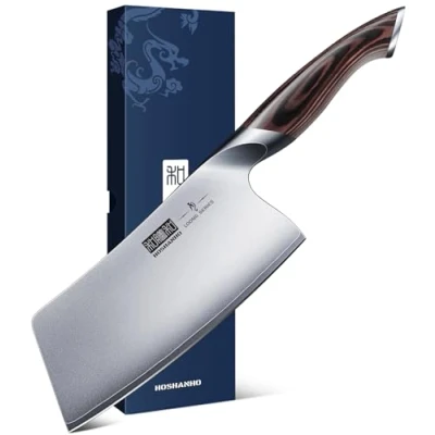 Image of HOSHANHO Cleaver Knife 7 Inch, Ultra Sharp Japanese AUS 10 High Carbon Steel Vegetable Meat Cleaver, Multifunction Chopper Butcher for Home Kitchen and Restaurant