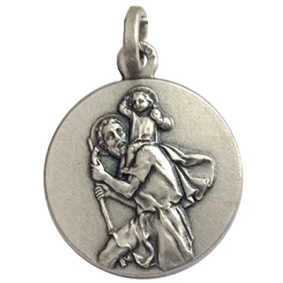 Image of I G J 925 Sterling Silver Saint Christopher Medal The protector of Drivers