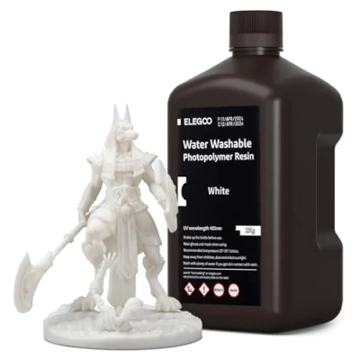 Image of ELEGOO Water Washable 3D Printer Resin 2KG White, 405nm Rapid UV Fast Curing Photopolymer for LCD/DLP
