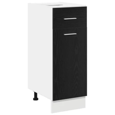 Image of vidaXL kitchen cabinet black oak engineered wood compact indoor storage unit with single door