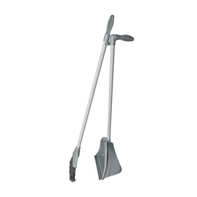 Image of Long Handle Deep Dustpan and Sweeping Brush Set (Grey)