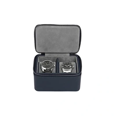 Image of Stackers Navy Blue Double Zipped Watch Box