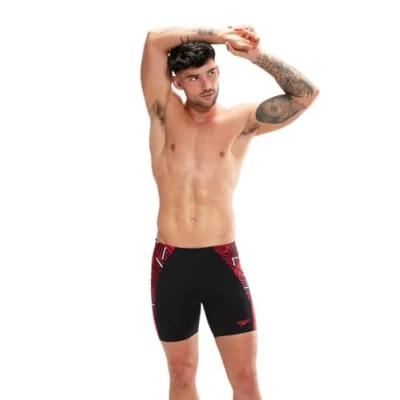 Image of Speedo ECO END+ Splice Mid Jammer Black/Fed Red/White Size 40