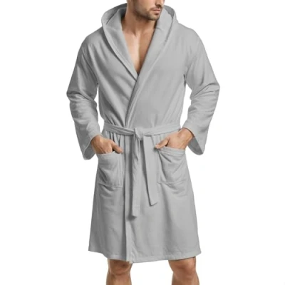 Image of PETTI Artigiani Italiani Microfibre Bathrobe, Grey, S
