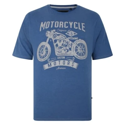 Image of KAM Motorcycle T Shirt Graphic Print Short Sleeve Crew Neck Casual Mens Plus Size 2XL 8XL 5730 (UK, Alpha, 4XL, Plus, Regular, Blue Marl)