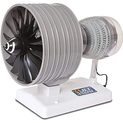 Image of Machine Works Build Your Own Jet Engine Toy Replica Model Building Kit Features Sounds and Illumination, 40+ Pieces, 10+ Years