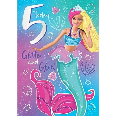 Image of Age 5 Barbie Birthday Card, Card