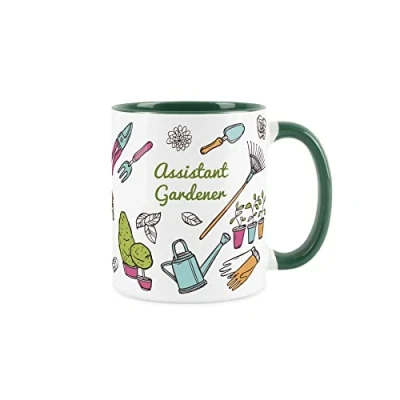 Image of Purely Home Assistant Gardener Mug Gardening White &amp; Dark Green Coffee/Tea Gift 11oz