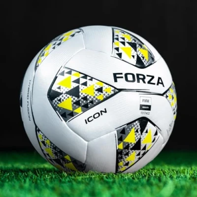 Image of FORZA Icon Pro Match Football Size 3, 4 &amp; 5 Balls Available for Footballs Matches (Size 5, White/Yellow)