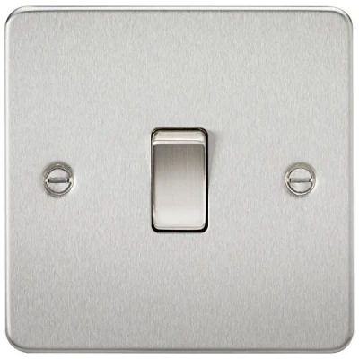 Image of KnightsBridge Flat Plate 20A 1G DP switch brushed chrome