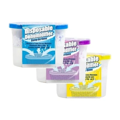 Image of Pack of 2 Dehumidifiers 500ml Condensation Remover Moisture Absorber For Damp Mould in Home Kitchen Wardrobe Bedroom Caravan Office Garage Bathroom Basement