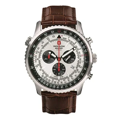 Image of Swiss Alpine Military Men&#039;s Watch Analogue Quartz 7078.9 Leather, Brown/Steel/Si sw 9532sam, Strap.