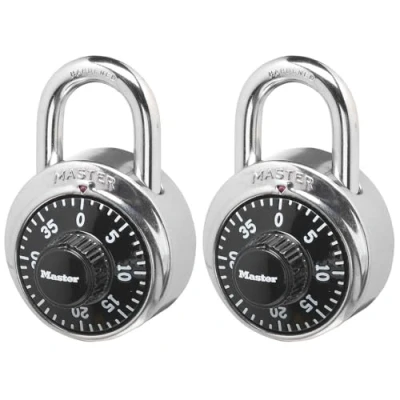 Image of Master Lock 1500T Locker Combination Padlock, Black, 2 Pack