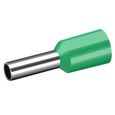Image of Heschen Cord End Terminal, E2508, AWG14 / 2.5mm², Wire Copper Crimp Connector, Vinyl Insulated, Green, Pack of 1000