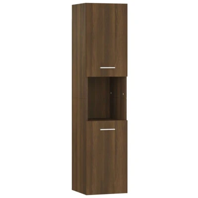 Image of vidaXL Bathroom Cabinet Brown Oak 30x30x130 cm Engineered Wood
