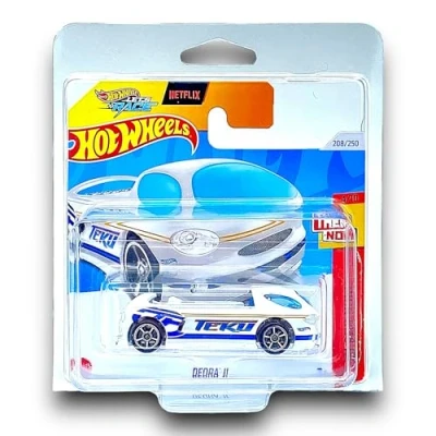Image of Hot Wheels Deora II (White, Blue &amp; Orange) 4/10 Then and Now 2024 208/250 (Short Card) includes a KLAS Car Keeper Protector Case HTC68