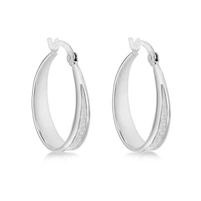 Image of Tuscany Silver Women&#039;s Sterling Rhodium Plated 21 mm Stardust Graduated Creole Earrings