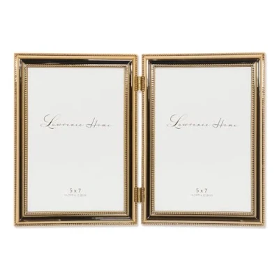 Image of Lawrence Frames Classic Bead Frame, 5x7 Hinged Double, Gold