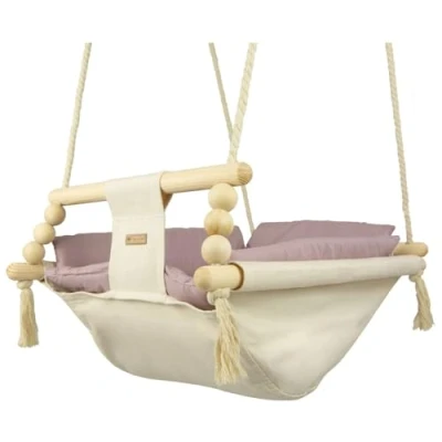 Image of baby hammock, rocker swing, hammock with quilt (colour: cream, light pink)