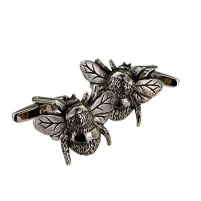 Image of English Made Pewter Bumblebee Cufflinks Presented in a Box