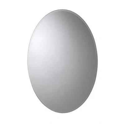 Image of Croydex Orwell Oval Aluminium Bathroom Mirror Cabinet, Single Door Cabinet with Mirror, Recessed/Surface Mount, easy Hang &#039;n&#039; Lock Installation, Pre Assembled, Adjustable Shelves, 78.7x53.3cm