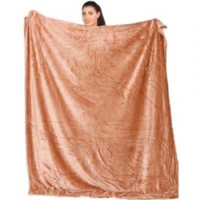 Image of True Face Waffle Blanket Throw Over Sofa Bed Warm Fleece Faux Fur Golden King 200 x 250cm
