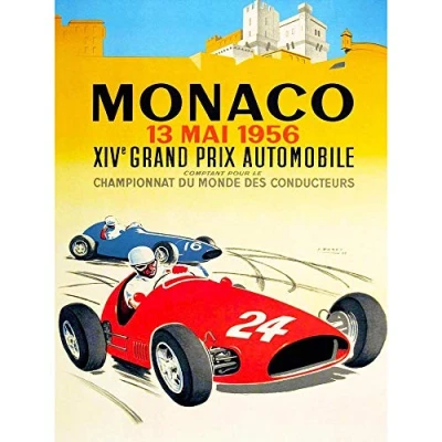 Image of Wee Blue Coo Vintage Advert Transport Grand Prix Monaco 1956 Art Print Poster Wall Decor 12X16 Inch