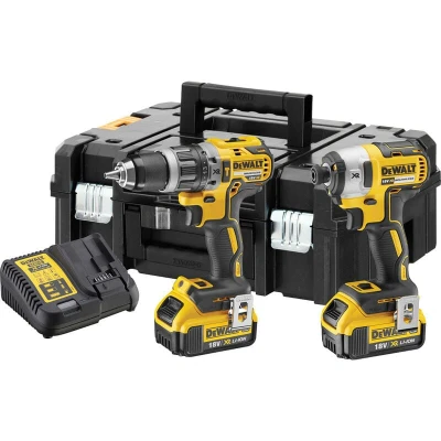 Image of DEWALT DCK266P2T GB XR Combi Drill and Impact Driver Brushless Kit in TSTAK Box, 1 W, 18 V, Yellow/Black