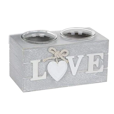 Image of Provence Double Tealight Holders in Grey Love