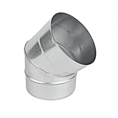 Image of Metal 45 Degree Elbow Galvanised Steel Chimney Flue Liner Bend Stove Pipe Tube 0.5 mm Thickness (160mm / 6.3&quot;)