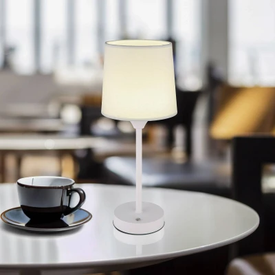 Image of Globo LED table lamp Lunki, white, height 35 cm, fabric, CCT