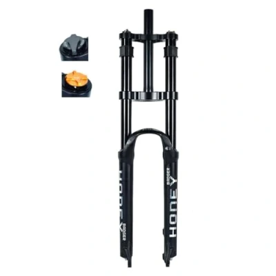 Image of MTB Bike Suspension Fork 26 27.5 Inch 29 er Magnesium Alloy Double Shoulder DH Downhill Mountain Bicycle Air Travel 160mm (Color : Black, Size inch)